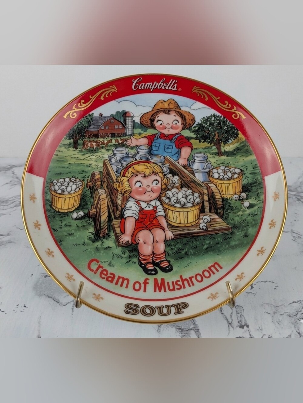Vintage 1994 Danbury Mint Campbell Kids "Cream of Mushroom Soup" Plate with COA
